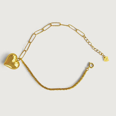 Gold Heart Tag Bracelet in Sterling Silver