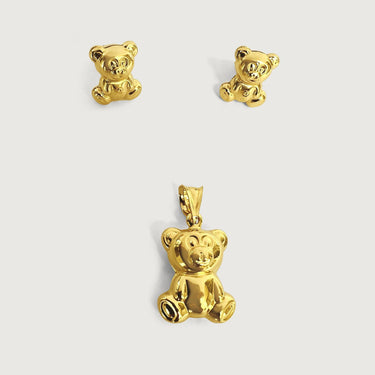 Gold Bear Muse Earring & Pendant Set in 18k Gold