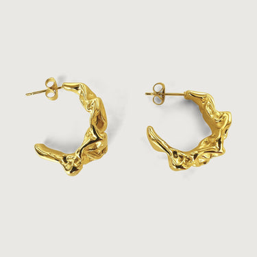 Irregular Textured Hoop Stud Earrings