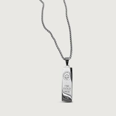 Silver Engraved Bar Collar Chain Necklace