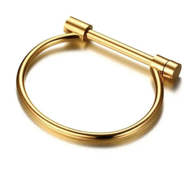 Horseshoe Buckle Screw D-Cuff Bangle Bracelet