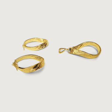 Hoop Muse Earrings & Pendant Set in 18Kt Gold