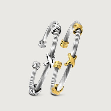 Open Cuff Criss-Cross Wire Bangles