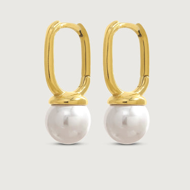 Pearl Drop Huggie Hoop Earrings