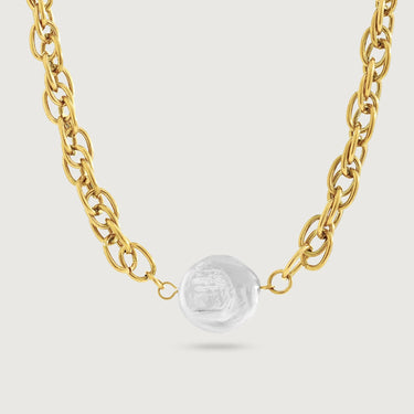 Pearl Knot Oval Links Chain Necklace