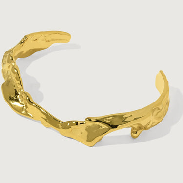 Irregular Textured Open Cuff Bangle Bracelet