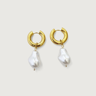 Alyssa Baroque Pearl Charm Hoop Earrings