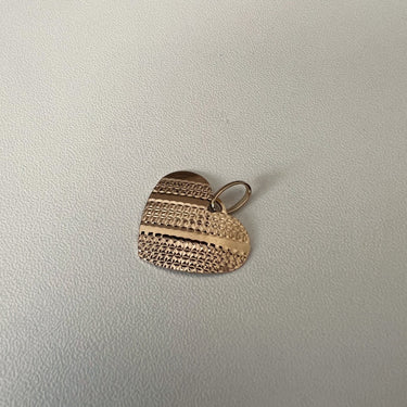 Textured Gold Heart Pendant Charm in 18k Gold