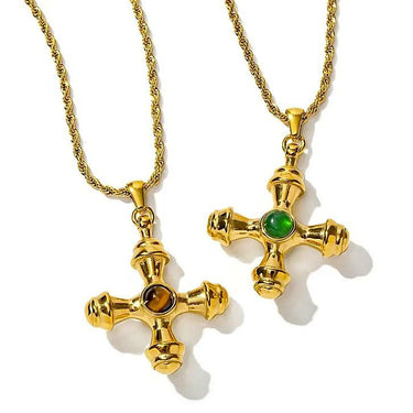Agate Cross Pendant Necklace