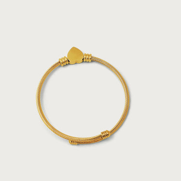 Solid Heart Wire Charm Bangle