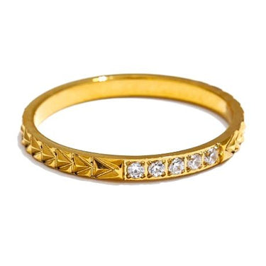 Textured Crystal Thin Ring
