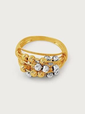 Ima Two Tone Beaded Ring in 18K Gold