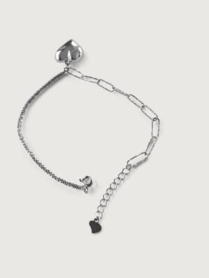 Silver Heart Tag Bracelet in Sterling Silver