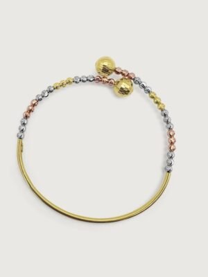 Kira Three Tone 18k Solid Gold Adjustable Bangle