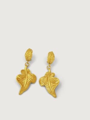 Mae Bold Leaf Drop Earrings In 18K Gold