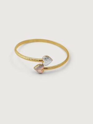 Double Solid Heart Bangle in 18k Gold