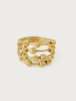 Aria Classic Bead Ring Stack in 18k Gold