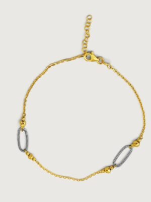 Two-tone Oval Links Chain Anklet in 18k Gold