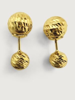 Zaya Crystal Ball Screw-back Earrings in solid 18k Gold