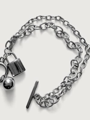 Chain & Links Ball-Padlock Tag Bracelet