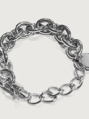 Oval Links One Paved Diamond Bracelet-S