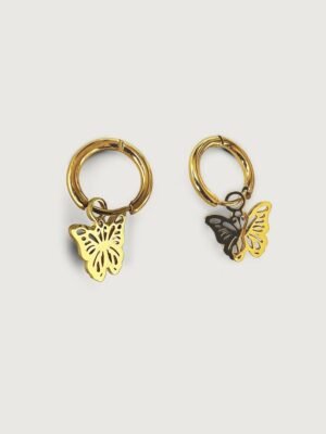 Mini Huggie Hoop Butterfly Charm Earrings