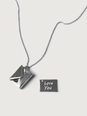 Love Message Envelope Chain Necklace in Sterling Silver