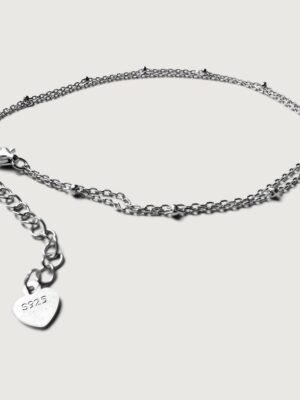 Ball Muse Double Chain Anklet in Sterling Silver