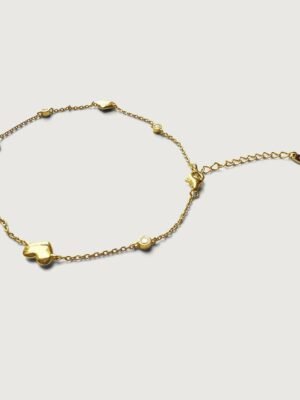 Hearty Charm Chain Anklet in Sterling Silver