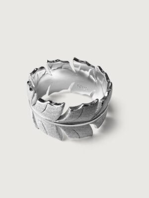 Groove Chunky Feather Ring In Sterling Silver