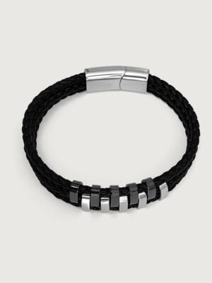 Braided Leather Magnetic Clasp Men’s Bracelet