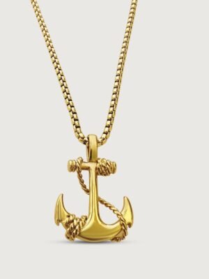 Cross-G Anchor Pendant Chain Necklace