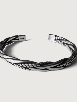 Braided Chain Herringbone Cuff Men’s Bracelet