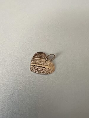 Textured Gold Heart Pendant Charm in 18k Gold