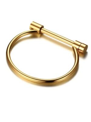 Horseshoe Buckle Screw D-Cuff Bangle Bracelet