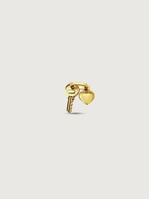 Key-to-Heart Mini Pendant Charm in 18k Gold