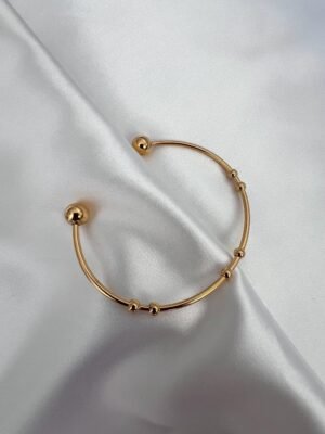 Round Bead Ball Cuff Bangle Bracelet