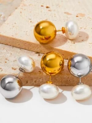 Versa Pearl Double Ball Earrings